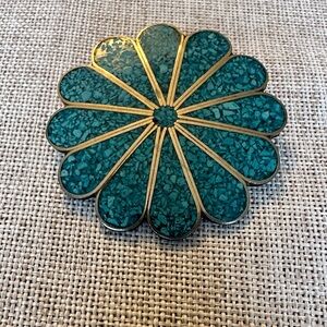 Vintage Mexican Alpaca Flower Brooch/Pendant